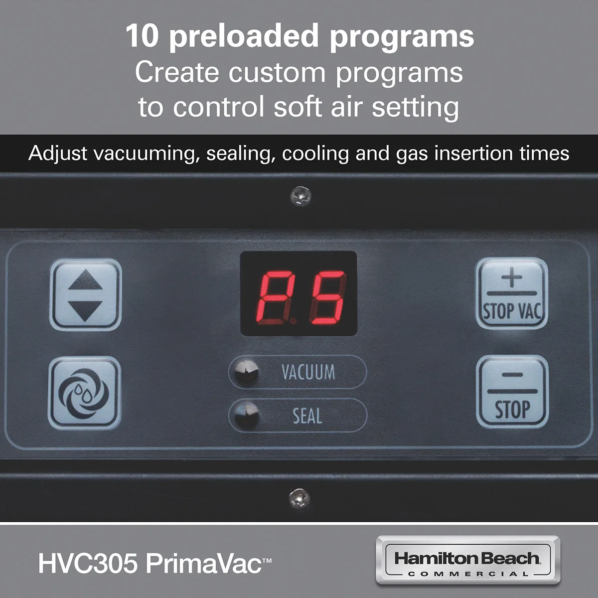 Hamilton Beach HVC305-CE PrimaVac Countertop Chamber Vacuum Packaging Machine with 12" Single Seal Bar