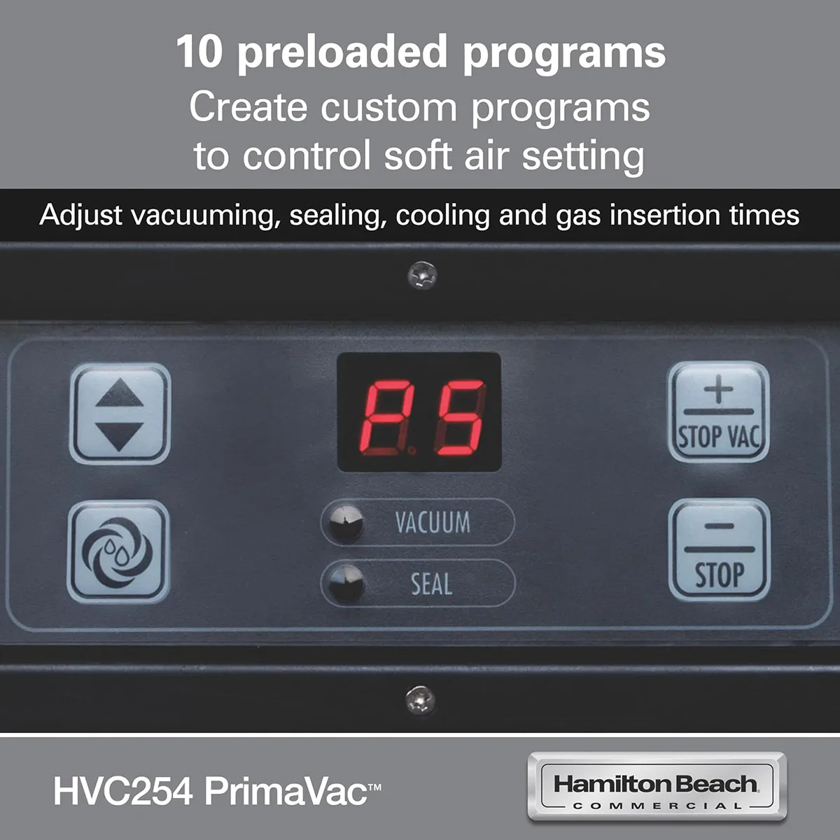 Hamilton Beach HVC254-CE PrimaVac Countertop Chamber Vacuum Packaging Machine with 10" Single Seal Bar