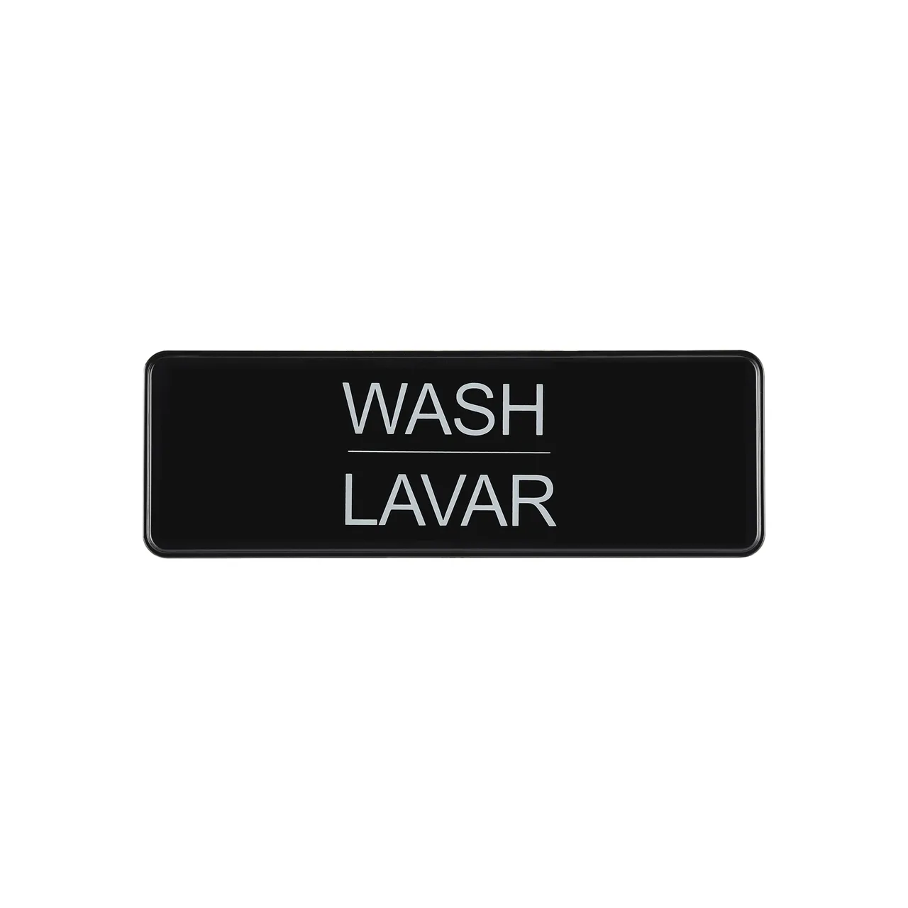 CAC China SCS3-WS03 Compliance Sign, 9" x 3"H, English/Spanish, Wash, Heavy-Duty Plastic, Black
