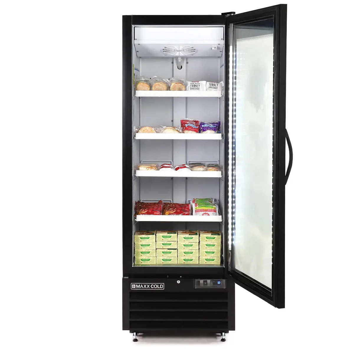 Maxx Cold MXGDM-30FBHC - 30 cu ft Glass Door Merchandiser, 27" Wide, 2/3 HP Compressor, Lockable Door