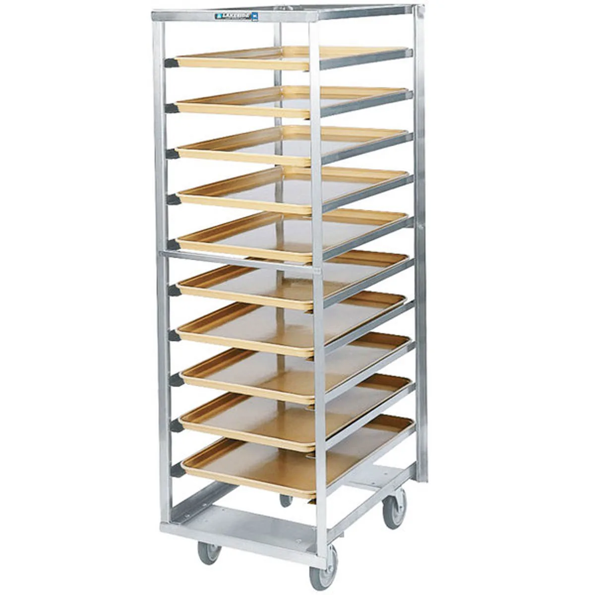 Lakeside 183 12 Pan End Load Full Height Stainless Steel Bun / Sheet Pan Rack w/ 5" Bottom Load Slides