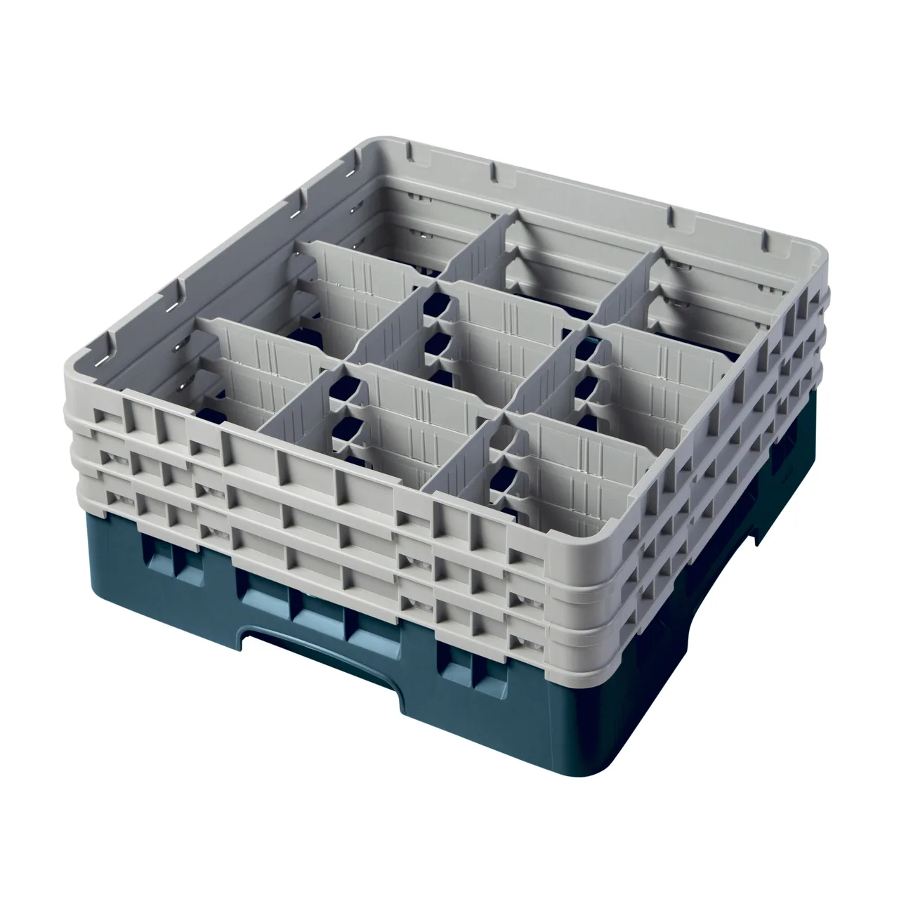 Cambro 9S638414 Camrack Glass Rack, Full Size, Teal, 19-3/4 x 19-3/4 x 8-7/8, 9 Compartments, 5-7/8 Max Dia, HACCP Compliant, NSF