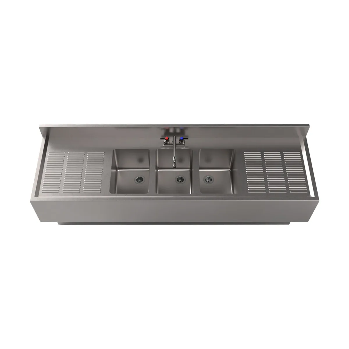 BK Resources UBB-21-372TS Underbar Sink Units, 3 Compartment with 2 Drainboards
