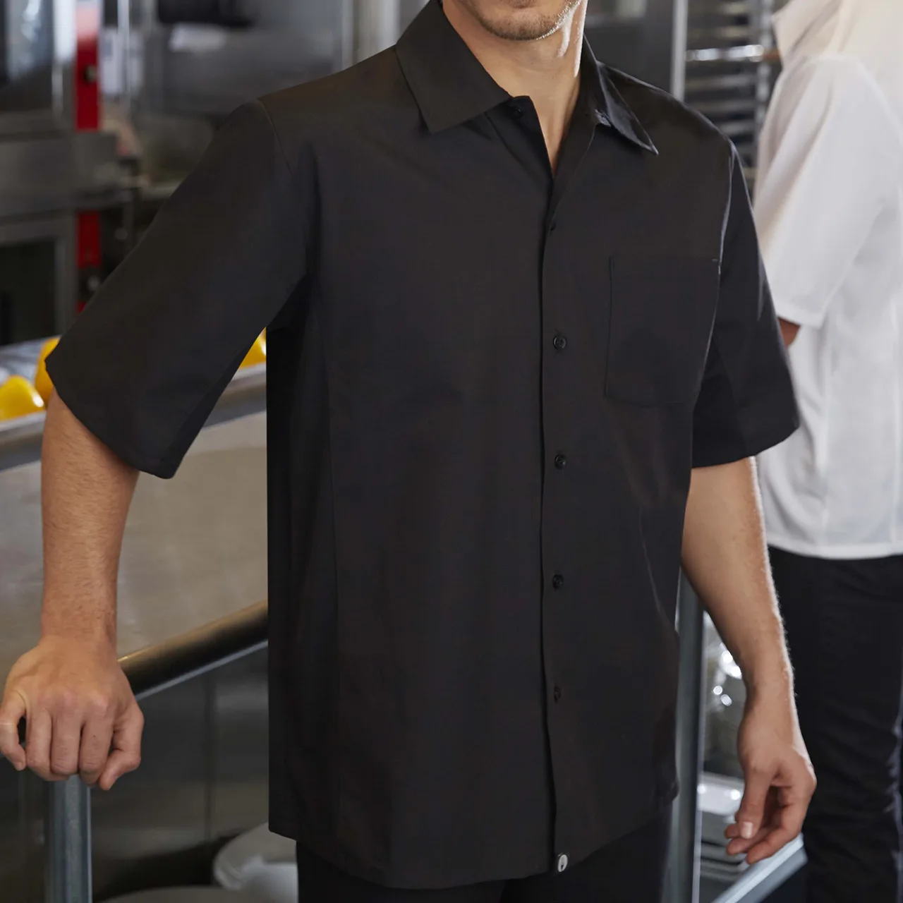 Chef Works CSCV-BLK-M Cook Shirt, Medium, Black, Poly/Cotton, Short Sleeve, Cool Vent