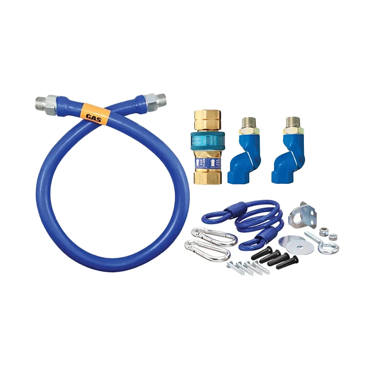 Dormont 1650BPQ2SR72 SnapFast 72" Gas Connector Kit, Two Swivels, Restraining Cable, 1/2" Dia.