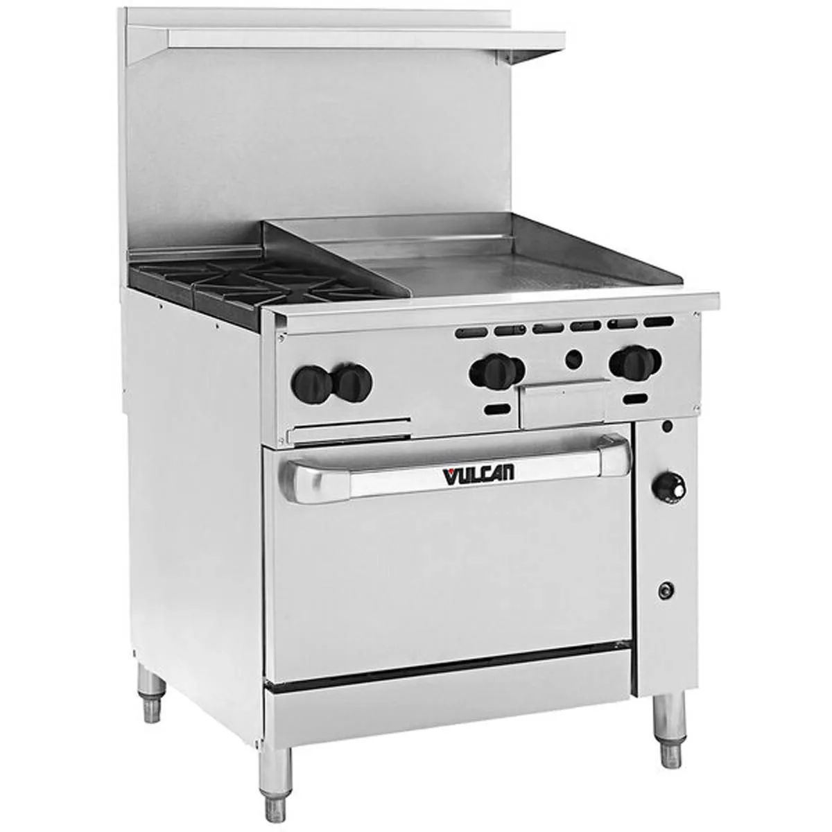 Vulcan 36R-2B24G 36" Gas Restaurant Range w/ (2) Open Burners, 24" Griddle Right, (1) Refrigerated / Freezer Base, 100.000 BTU
