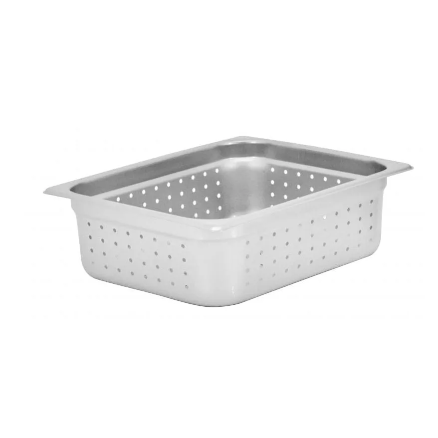 Omcan USA 85204 Steam Table Pan – 1/2, 10-3/8" x 12-3/4" x 4" Deep, Perforated 25‑Gauge Steel, NSF