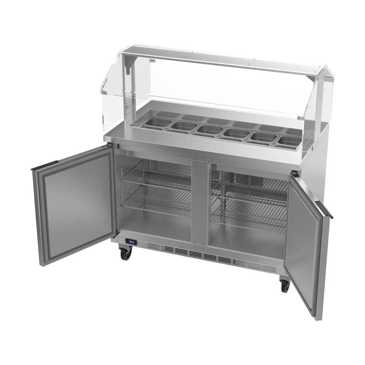 Beverage Air SPE48HC-12-SNZ 48" Two Section Sandwich/Salad Prep Table w/ 2 Doors, 12 pans, 13 cu. ft.