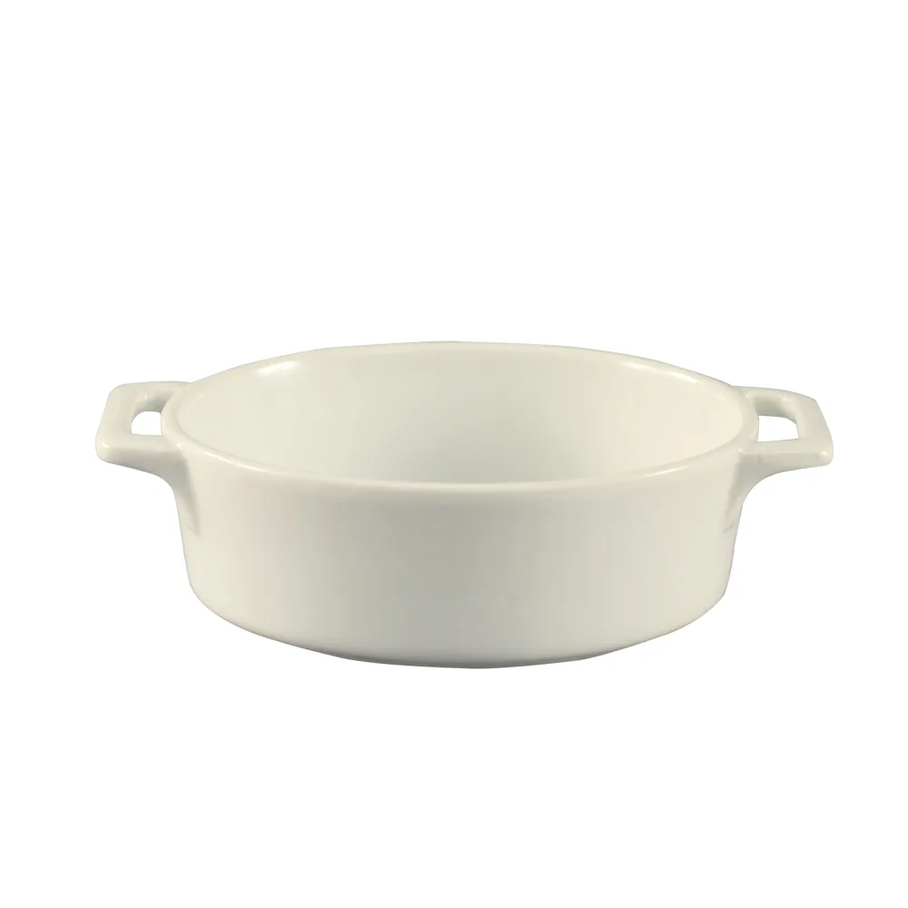 CAC China GMJ-6 12 oz Jar (6½" L x 4½" W x 2" H) Porcelain White with Handles and Lid - 1 Dozen