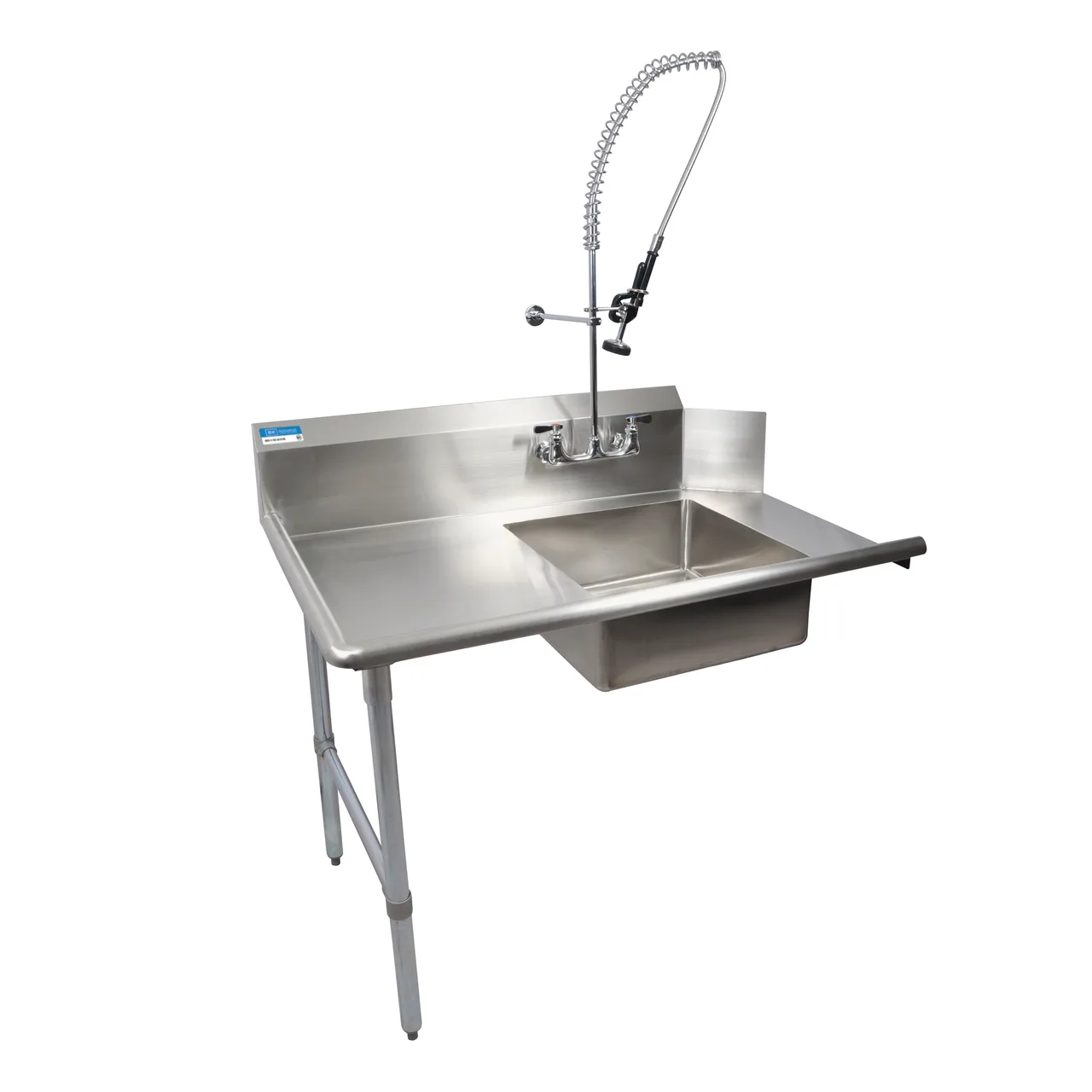 BK Resources BKSDT-36-L-P-G 36" Straight Soiled Dishtable w/ Left Table, Pre-Rinse Sink, 10" Backsplash