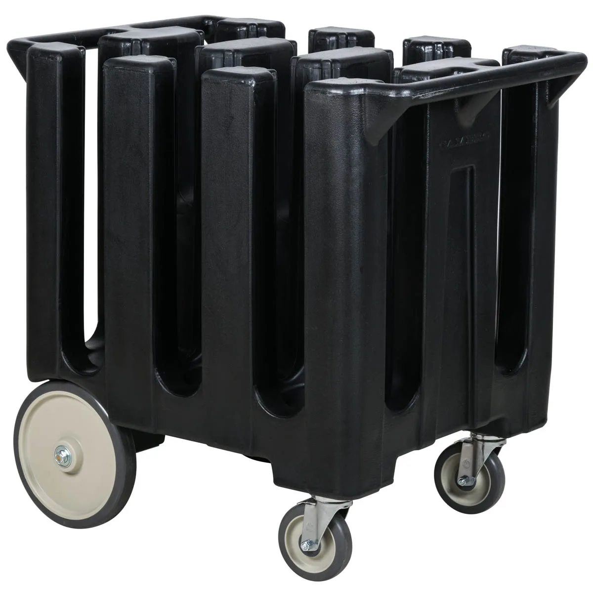 Cambro DC700110 6 Column Black Polyethylene Dish Caddy Cart, 360 Plate Capacity, 32.625"W x 23.5"L x 31.75"H