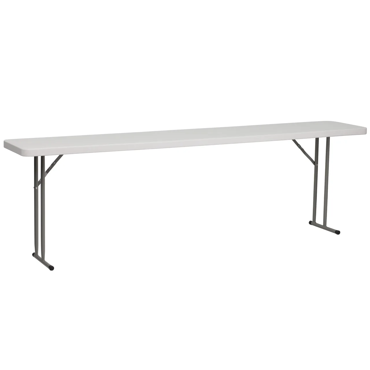 Flash Furniture RB-1896-GG Training Folding Table, 96"W x 18"D x 29"H, Granite White Plastic Top, Gray Metal Legs, 330 lbs