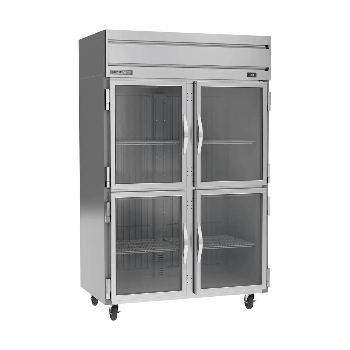 Beverage Air HF2HC-1HG 52" 2-Section Reach-In Freezer, 4 Half Glass Doors, Top Mount, 46.29 cu. ft.