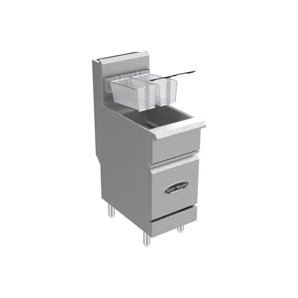 Serv-Ware SS-SGF-40L Floor Model LP Gas Full Pot Fryer, 40 lbs, 90.000 BTU