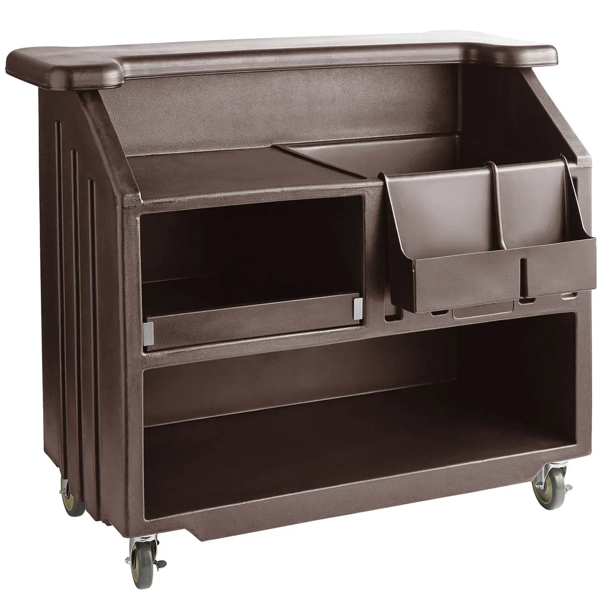 Cambro BAR540131 Cambar 80 lb. Ice Sink Brown 5-Bottle Speed Rail Portable Bar