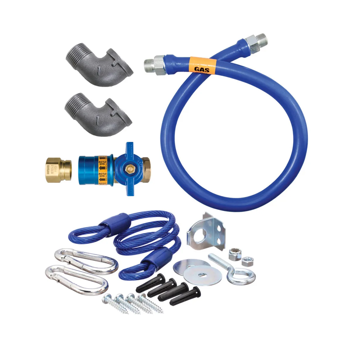 Dormont 16100KITCF48 Deluxe Safety Quik 48" Gas Connector Kit w/ Two Elbows, Restraining Cable, 1" Dia.