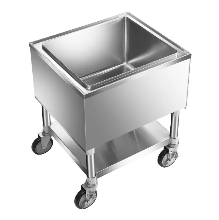 Klinger's Trading MIB2421 Stainless Steel Mobile Ice Bin, 26 lb, Silver