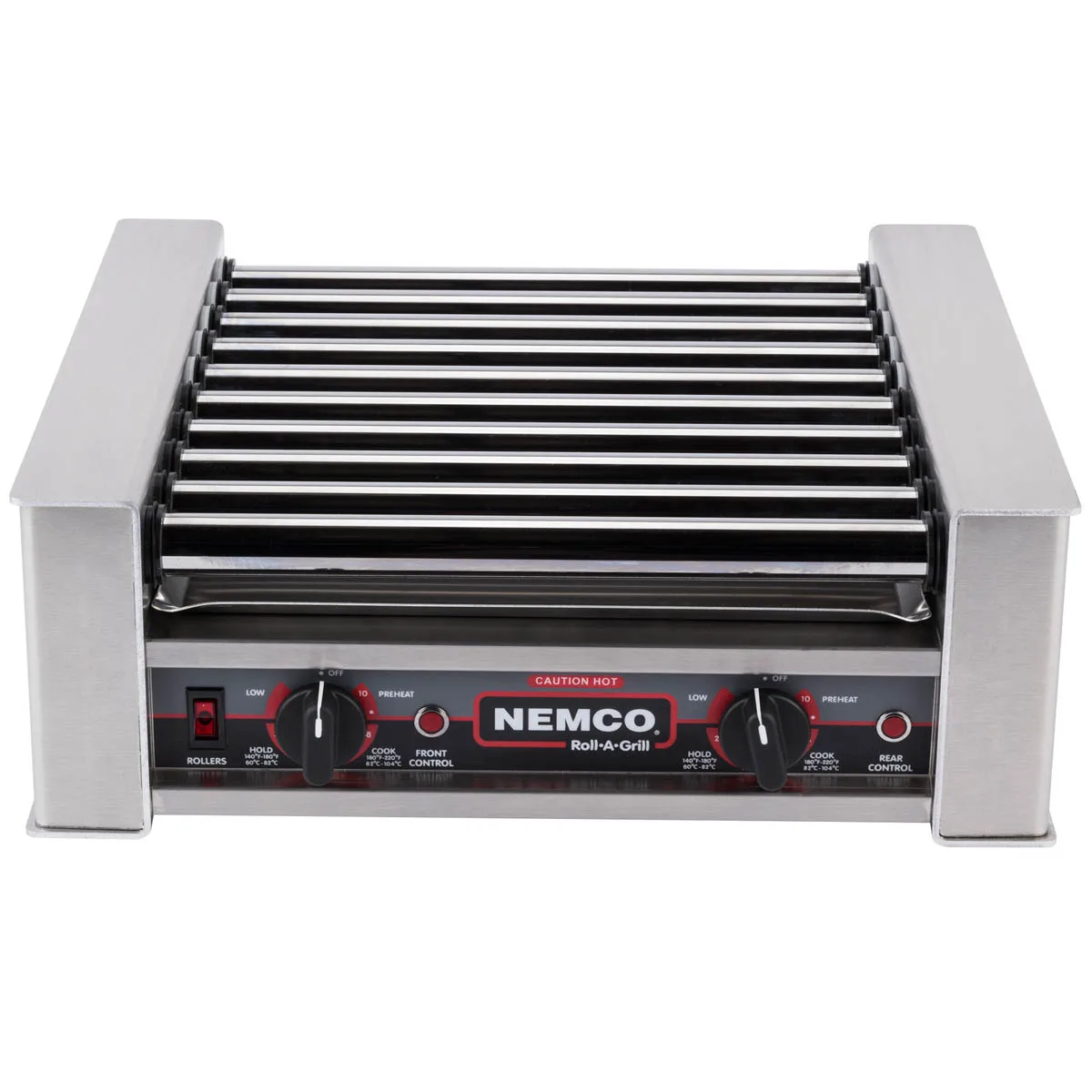 Nemco 8018-220 Roll-A-Grill® Hot Dog Grill, Roller-Type, (10) Chrome Rollers