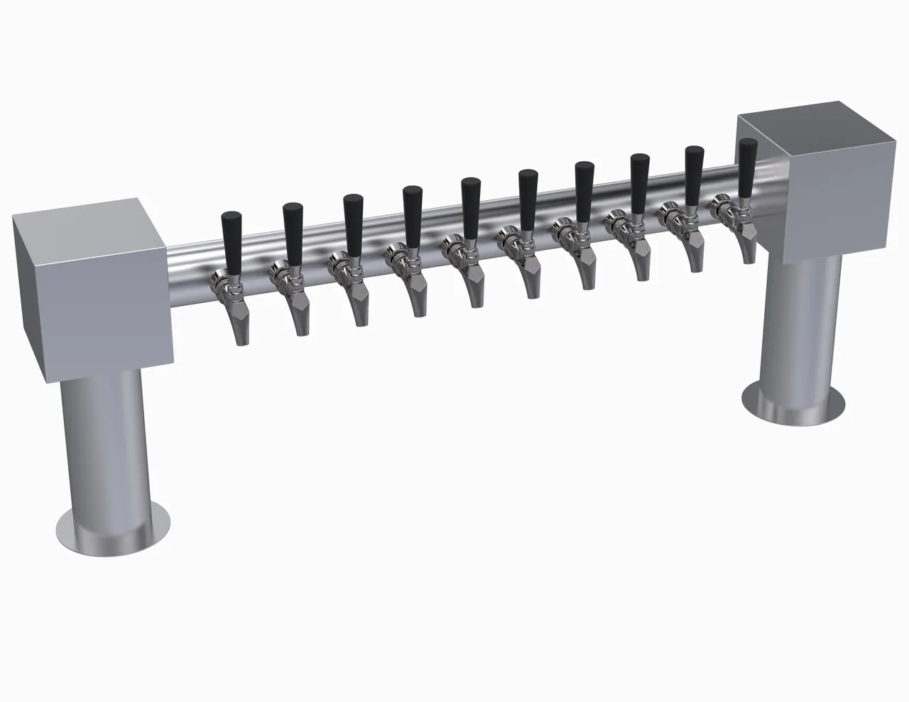 Krowne KHH-10S Draft Beer Tower, 45-1/2" Countertop, Steel, 2-Column, 7-12 Taps, Glycol, No Handles