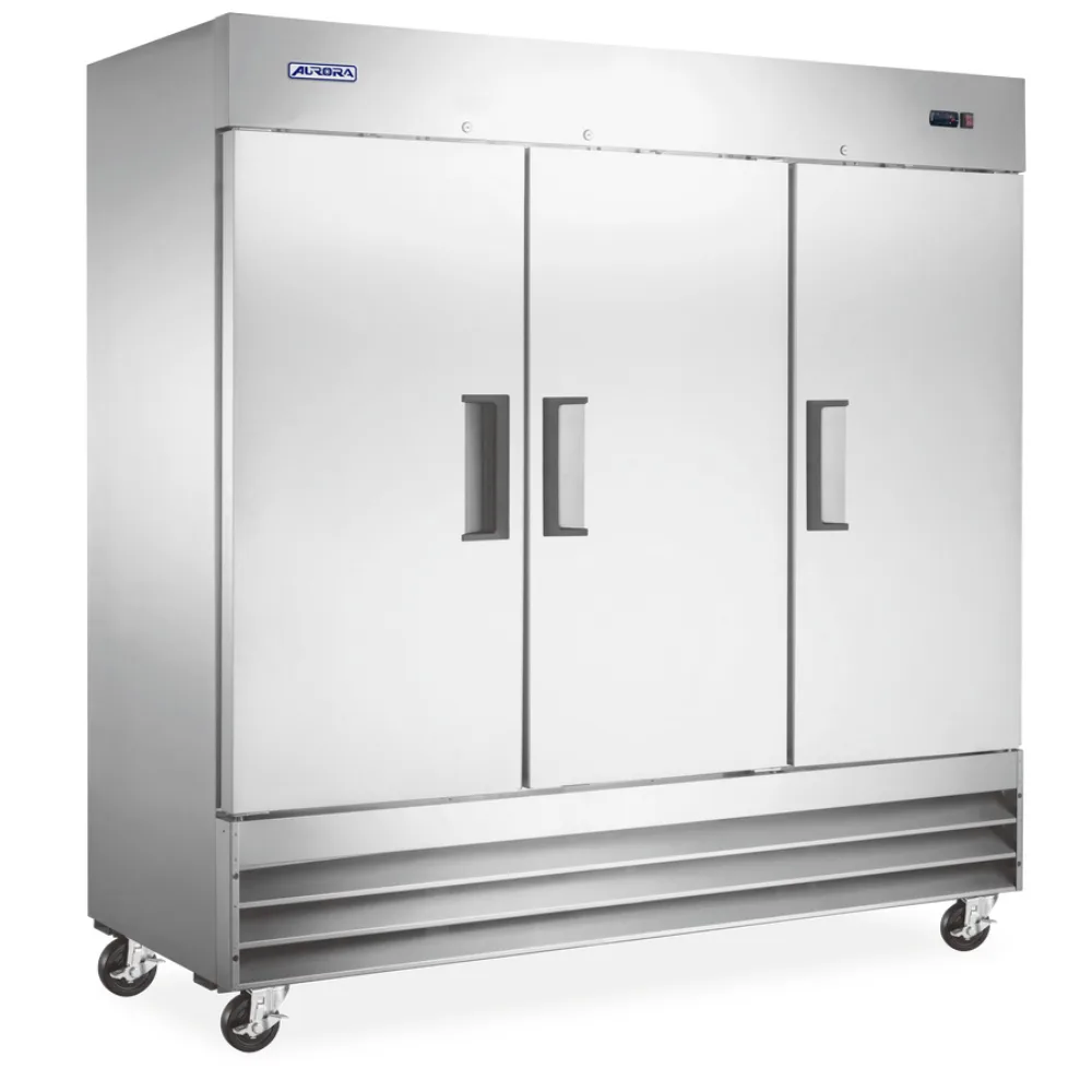 Omcan USA 59028 3-Solid Door Reach-In Refrigerator, 72 cu. ft., Stainless Steel