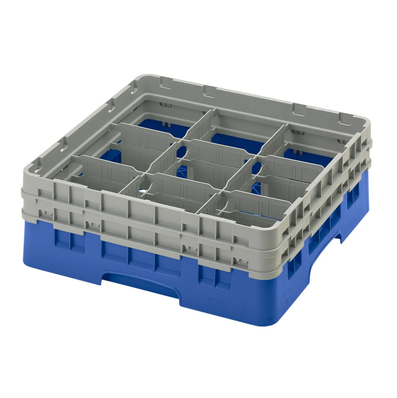 Cambro 9S434168 Camrack Glass Rack, Full Size, Blue, 19-3/4" x 19-3/4" x 7-1/4", 9 Compartments, 5-7/8" Max Dia, HACCP Compliant, NSF