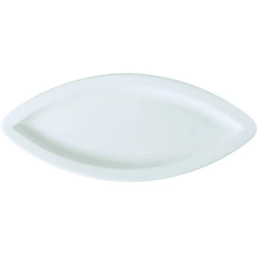 GET PA1101927712 Platter, 14-1/4" X 6" Cat's Eye Oval Porcelain, Bright White, Rolled Edge - Dozen