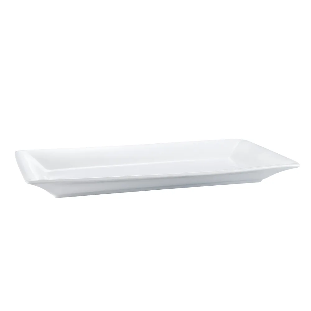 CAC China MX-RT20 Platter, 20" x 11" x 2-1/2", Rectangular, Porcelain, Super White, Dishwasher Safe