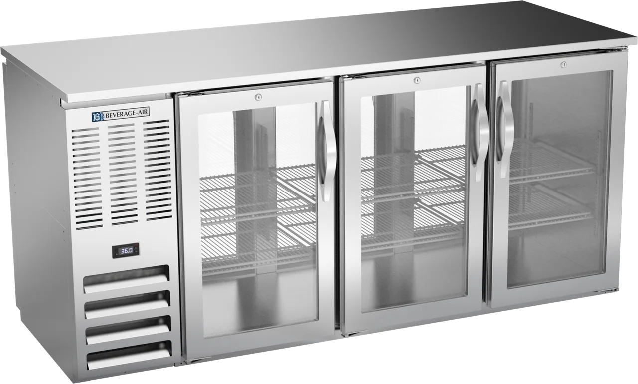 Beverage Air BBN72HC-F-GS-PT-S Pass-Thru, 72" W × 34" H, 19.6 Cu Ft, 6 Doors, R290, 1/3 HP 115V