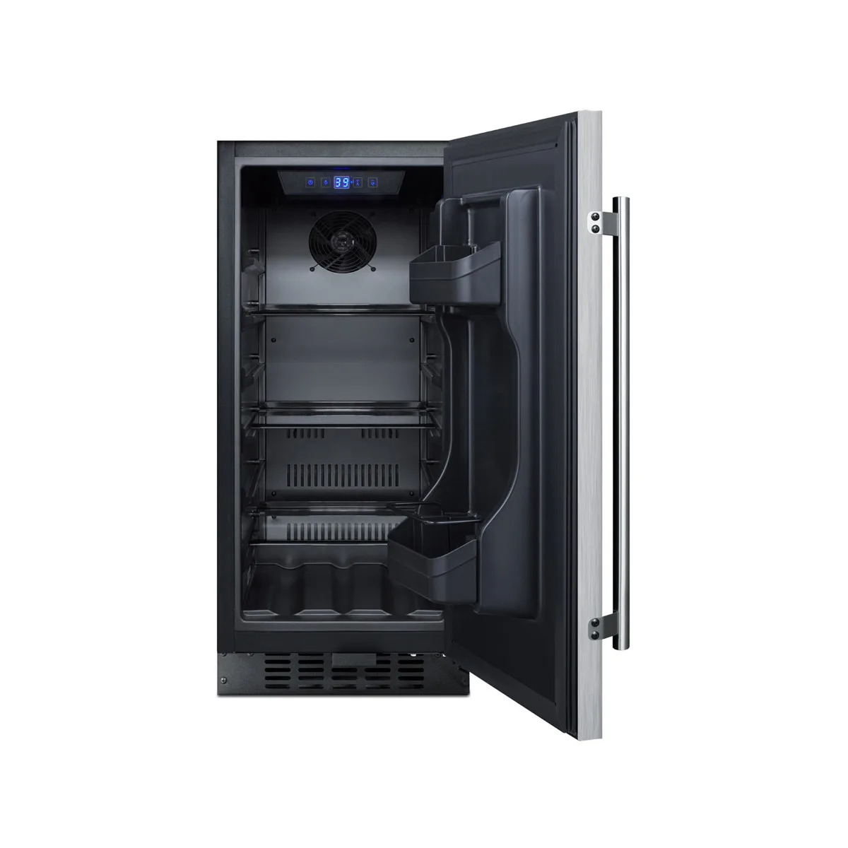 Summit ALR15BSS 15" Built-in or Freestanding Undercounter Refrigerator in Black, w/ Stainless Steel Door, 2.2 cu. ft.