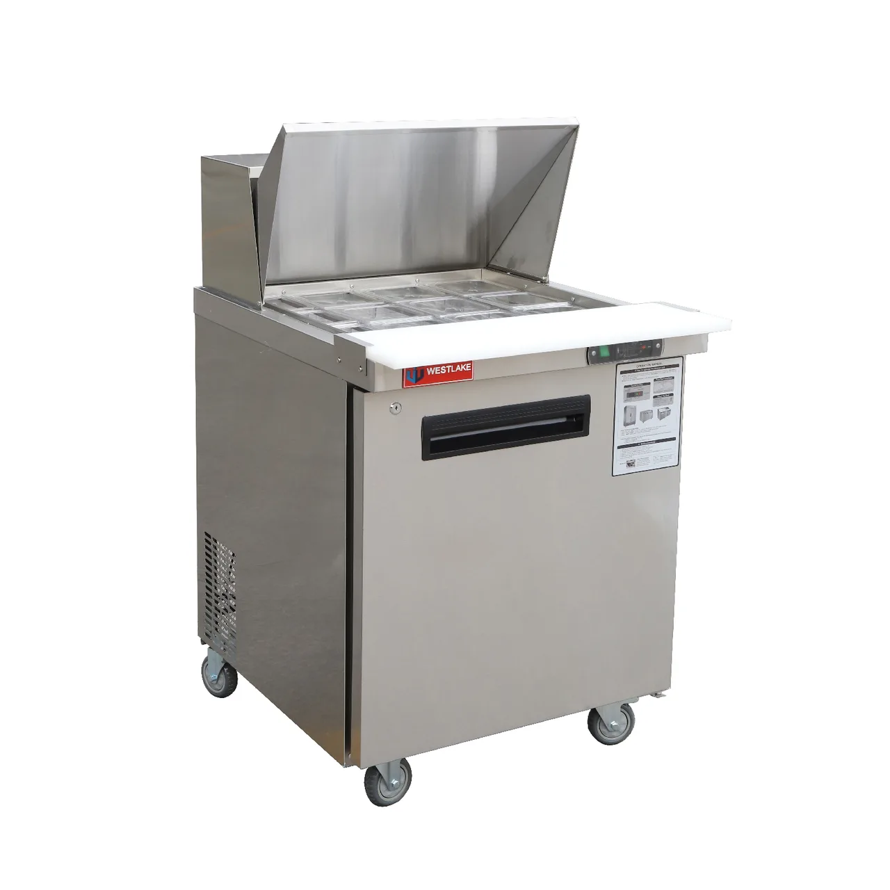 Westlake WKSR-27BM 28" 1-Door Sandwich/Salad Prep Table, 12 Pans Capacity, 90° Stay‑Open Door, R290
