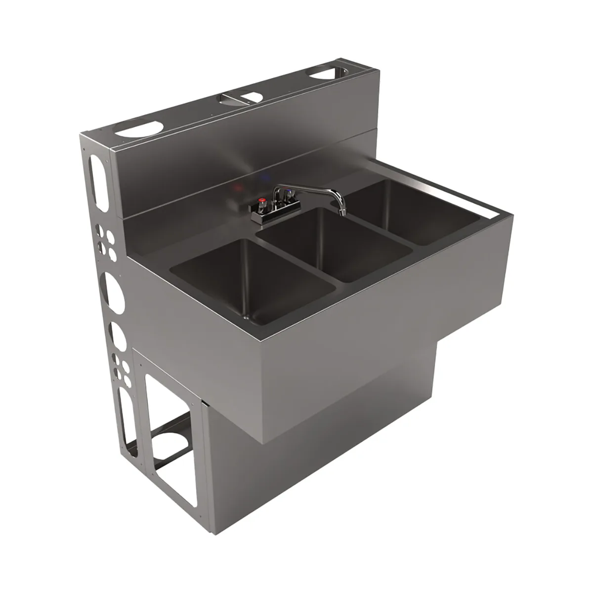 BK Resources UBDW-21-336S Underbar Sink Units, 3 Compartment without Drainboard