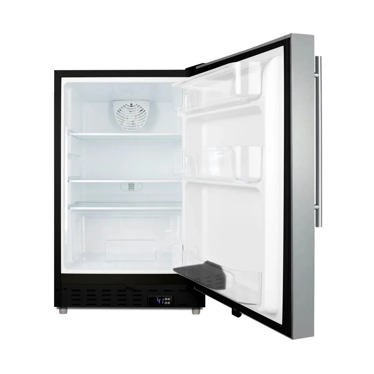 Summit ALR47BSSHV 20" Built-in or Freestanding Undercounter Refrigerator in Black, Stainless Steel Door, 3.5 cu. ft.