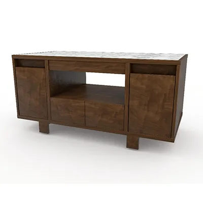 Spring USA QSC6827 SmartStone® Credenza Table, 68" x 27", Walnut, 3 × 650W, 4‑Door Drawer, 120V Power Strip