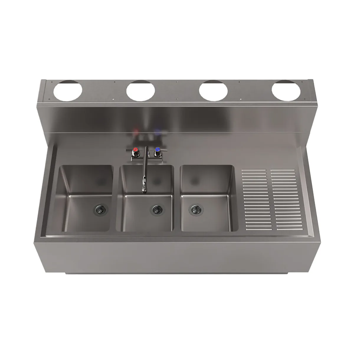 BK Resources UBDW-21-348RS Underbar Sink Units, 3 Compartment with Right Drainboard