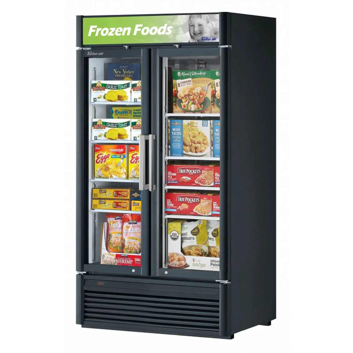 Turbo Air TGF-35SD-N 39" 2 Glass Door Freezer Merchandiser, White or Black, 28.44 cu. ft.
