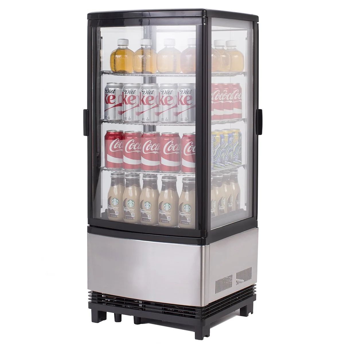 Maxx Cold MECR-32D 16" Self Service Countertop Refrigerated Display Case with  2 Pass-Thru Hinged Glass Doors , 3 Shelves - 3.03 cu. ft.