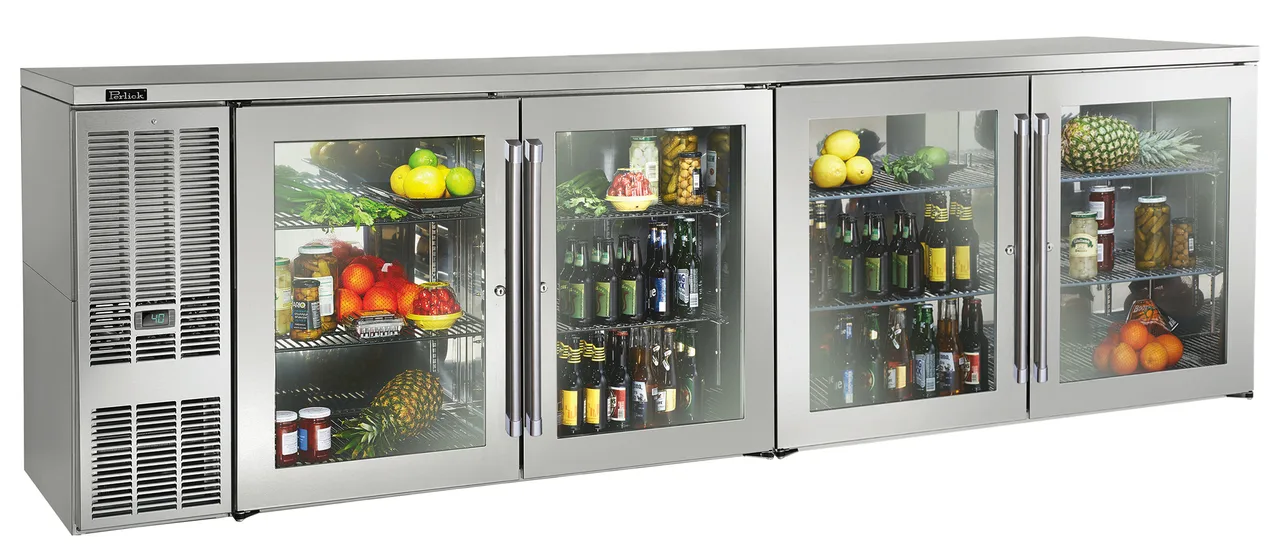 Perlick BBS108 Refrigerated Back Bar Cabinet w/ 33.5 Cu Ft Capacity, 4 Solid Doors, Digital