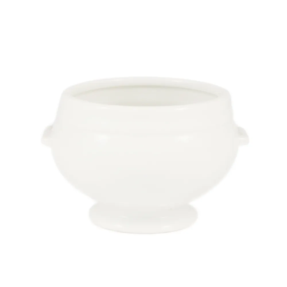 CAC China LN-12-P1 Lion Head Tureen, 12 oz, 5-3/4"L x 4-3/4"W x 3-1/2"H, Porcelain White - Dozen