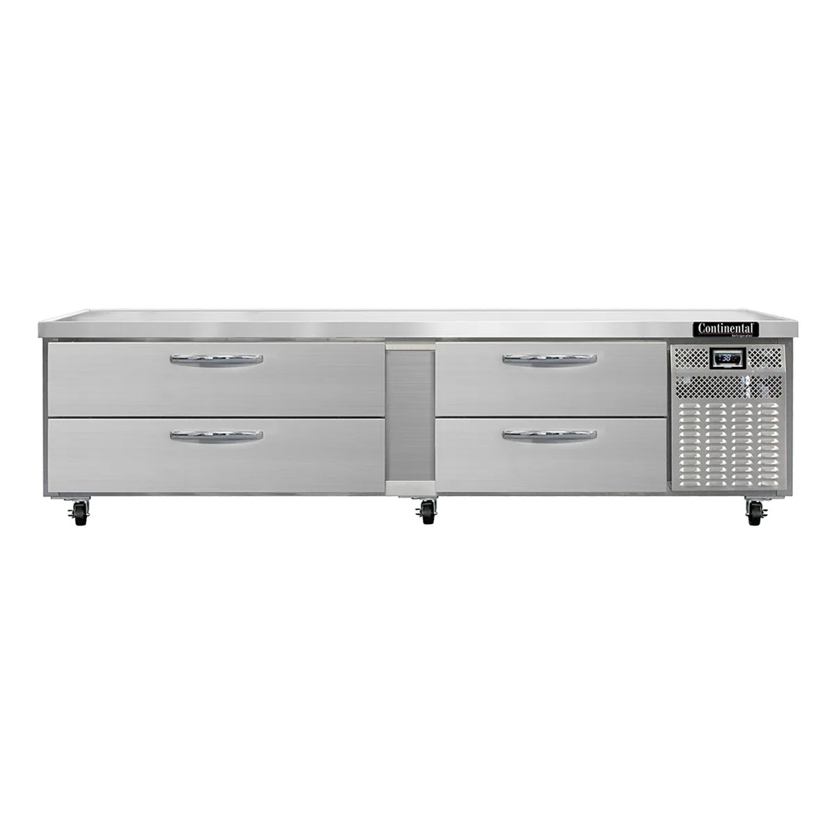 Continental Refrigerator D96GN 96" 4 Drawers Refrigerated Chef Base w/ Marine Edge, Griddle Stand