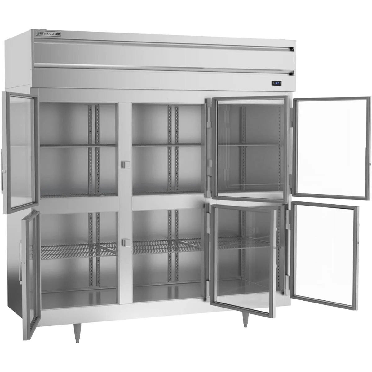Beverage Air PF3HC-1BHG 78" Three Section Reach-In Freezer w/ 6 Half Glass Doors, Aluminum Interior, 68 cu. ft.