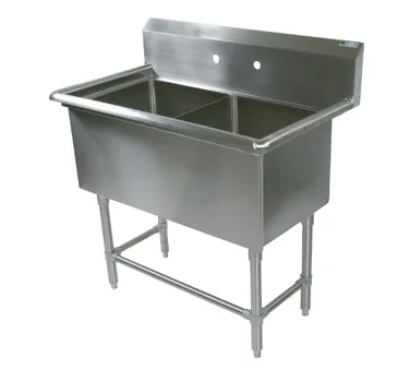 John Boos 2PB18 41" Two Compartment Sink, 18"W x 18"L Bowl Without Drainboard