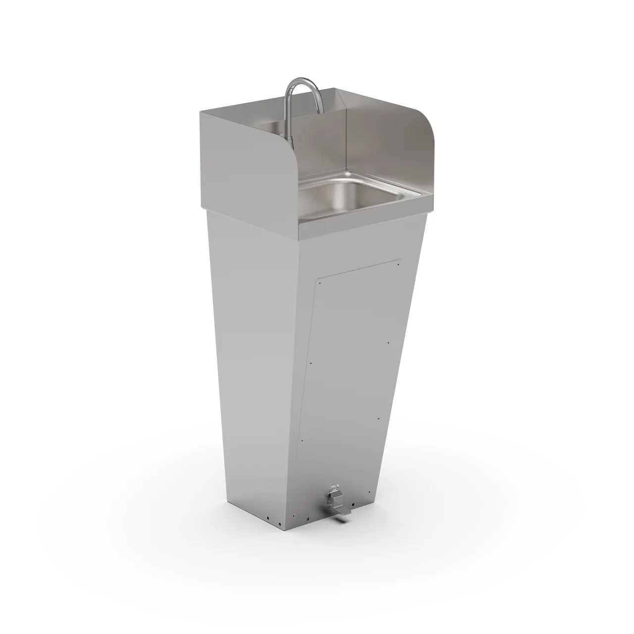 John Boos PBHS-F-1410-FV1-T-SSLR 14" Pedestal Mounted Hand Sink without Faucet / with Foot Valve - 18 g