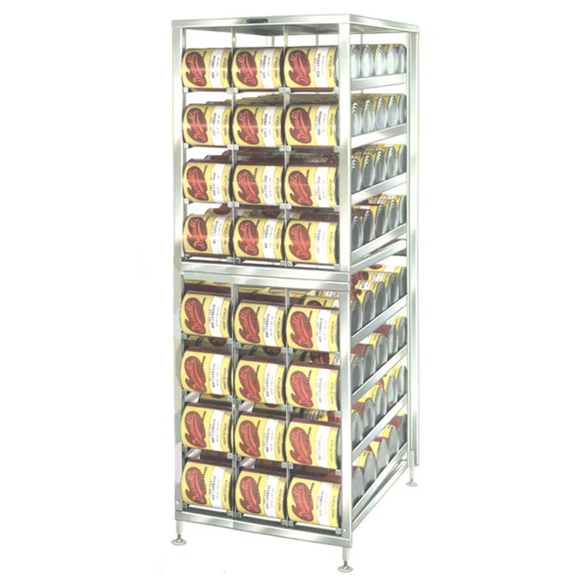 Lakeside 478 Stainless Steel Stationary Can Storage Rack w/ 144 #10 Cans Capacity and Stainless Steel Top