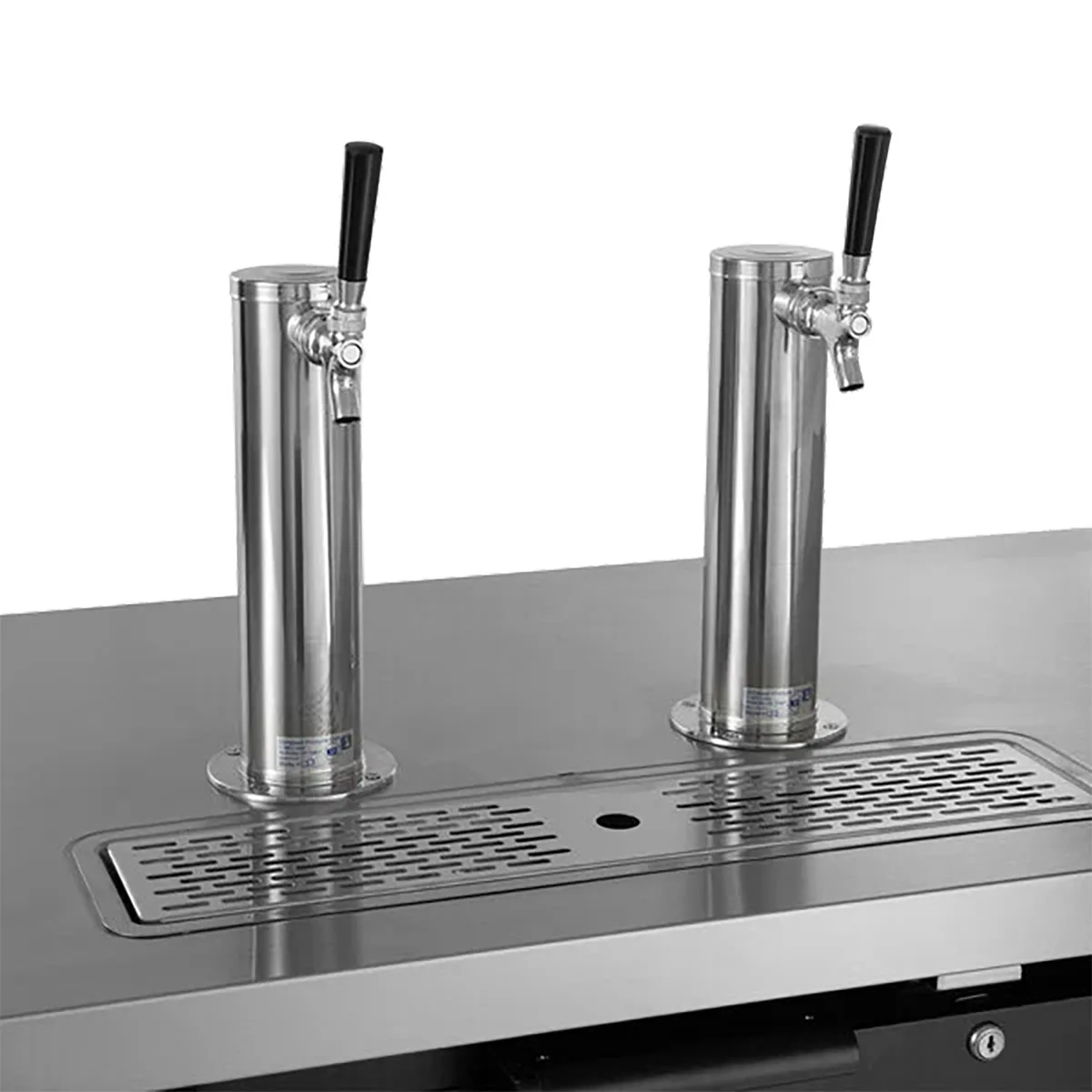 Continental Refrigerator KC90N – 90" 2‑Column Keg Cooler, 35 cu ft, Black, 4‑Barrel, R290, Stainless