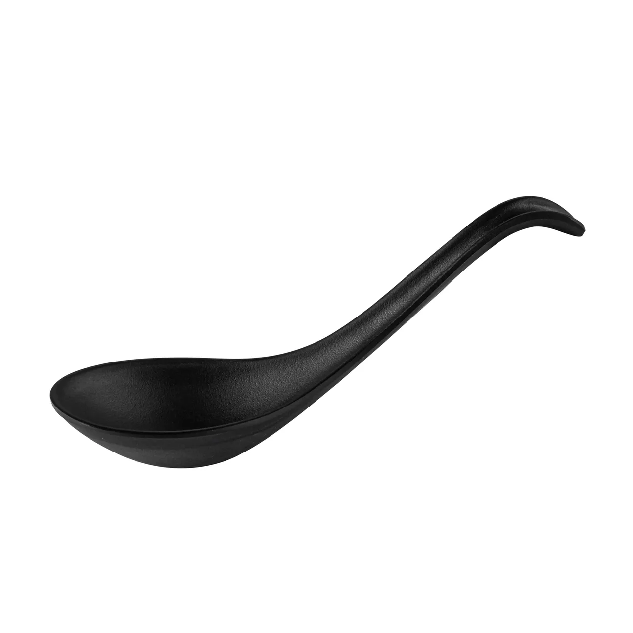 CAC China XSPN-58-MK Soup Spoon, 0.4oz Capacity, 5"-5¾" Length, Matte Black Plastic, - 1 Dozen