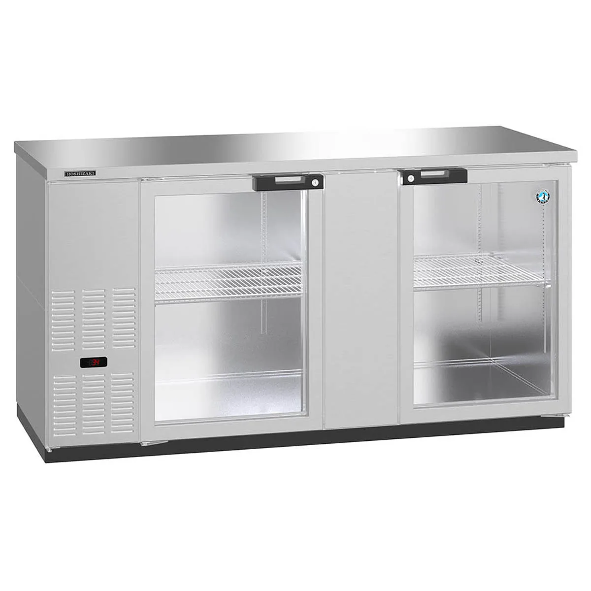 Hoshizaki BB69-G-S 69" Two Section Silver 2 Swinging Glass Door Back Bar Cooler, 21.80 cu. ft.