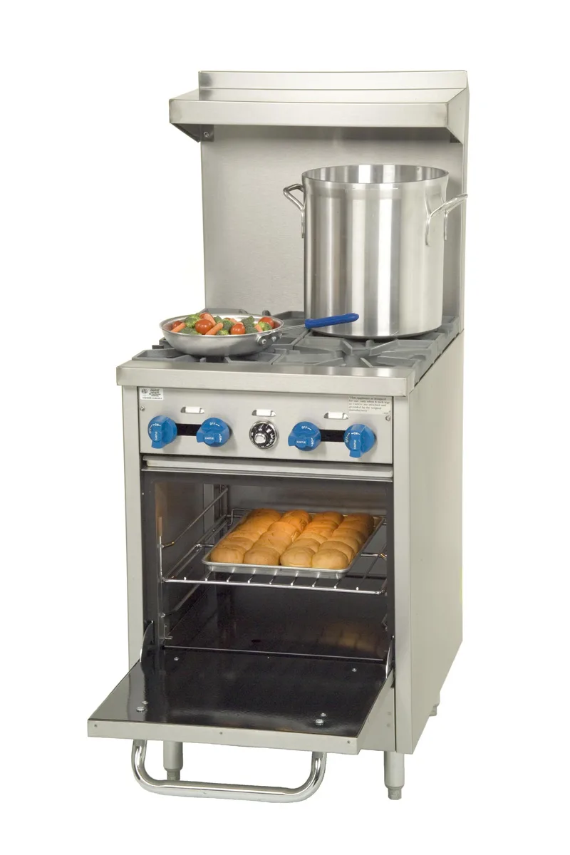 Comstock-Castle F318 24" Gas Restaurant Range w/ (4) Open Burners, (1) Space Saver Oven, 132.000 BTU