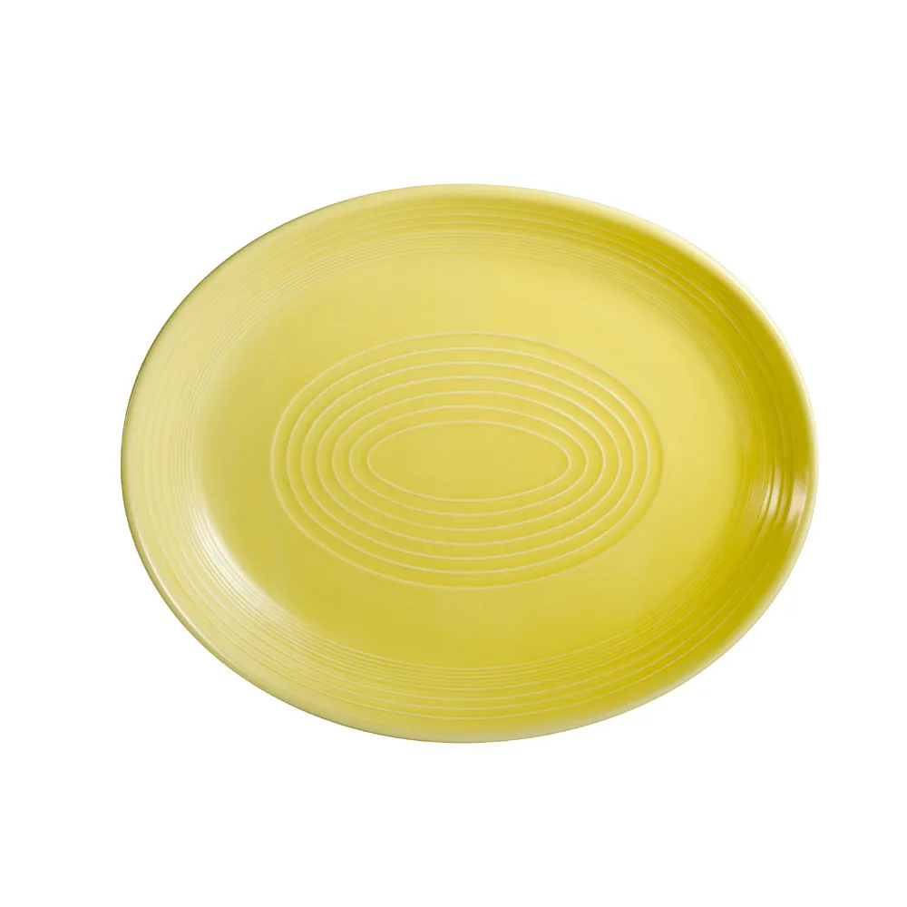 CAC China TG-13C-SFL Platter, 11-1/2" L x 9-1/4" W x 1-1/2" H, Rim, Sunflower Porcelain - Dozen