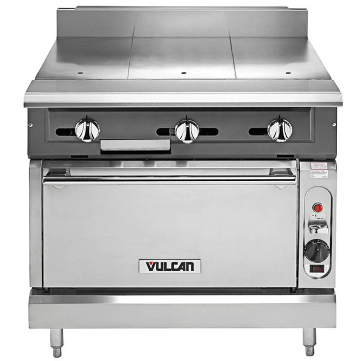 Vulcan V336HC 36" Gas Heavy Duty Range w/ (3) Hot Tops, (1) Convection Oven, 122.000 BTU