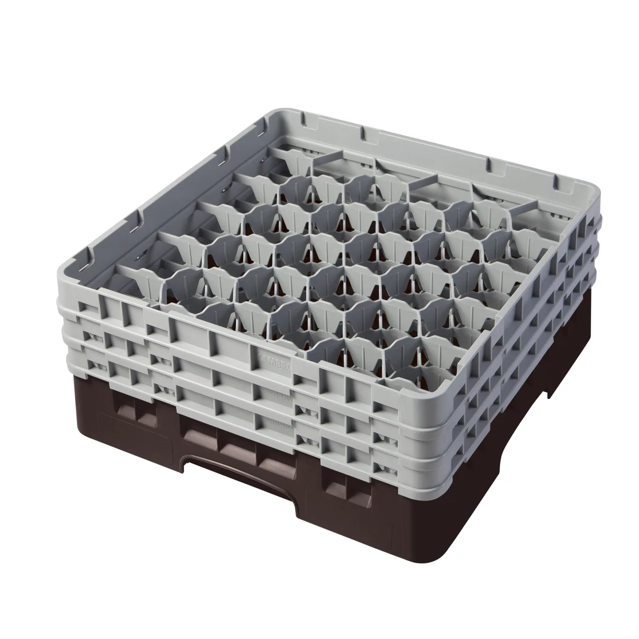 Cambro 30S638167 Camrack Glass Rack, Full Size, Brown, 19-3/4 x 19-3/4, 30 Compartments